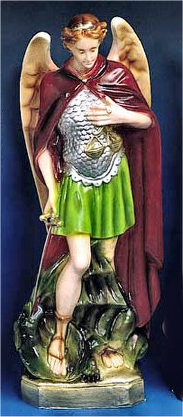 Saint Michael The Archangel Painted Statue